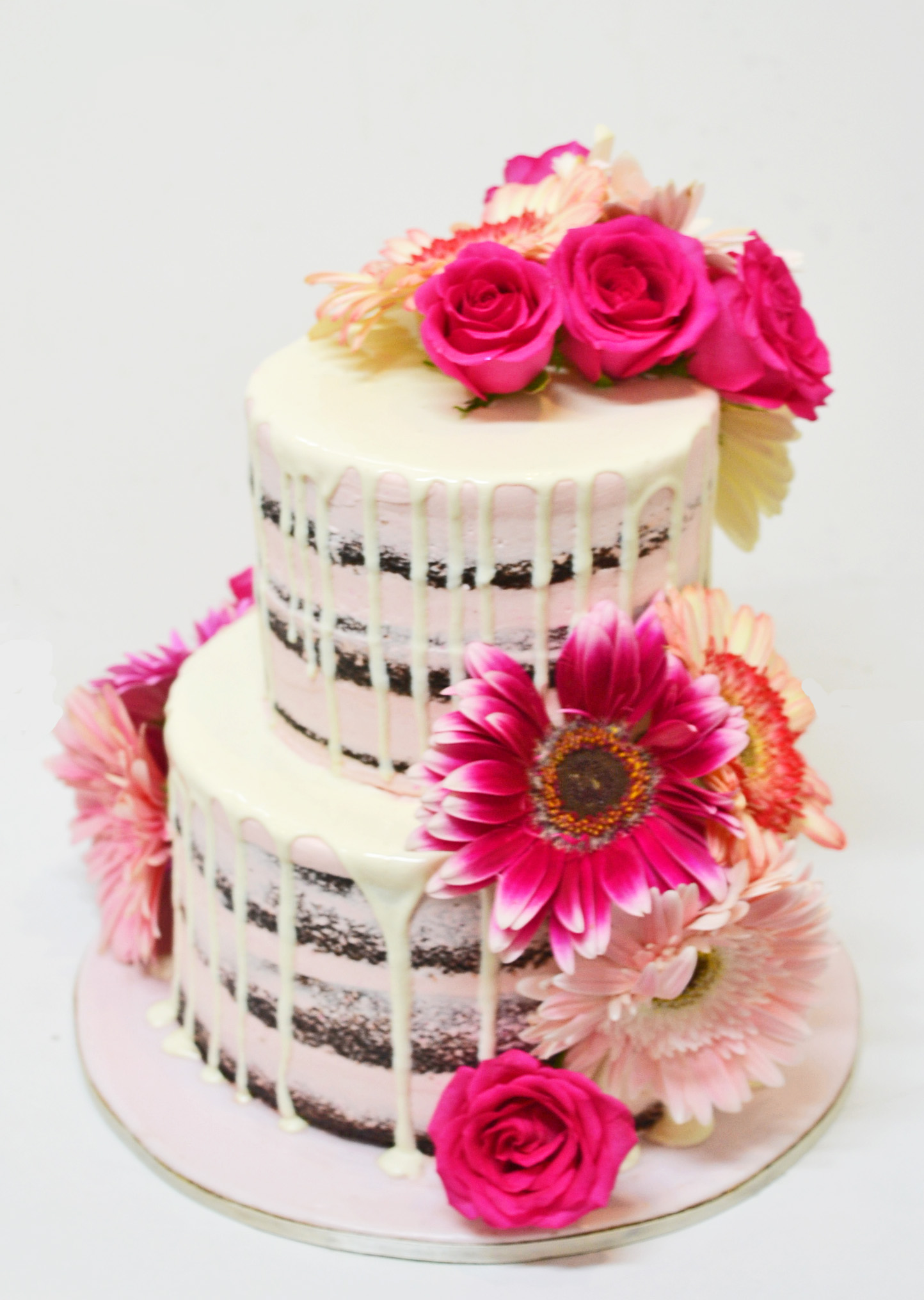 Photo 2 αν χωράει TIERED NAKED CAKE WITH GERBERAS AND ROSES