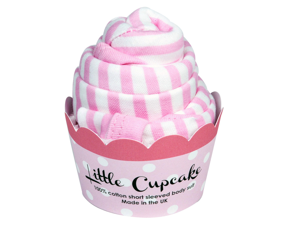 Little Cupcake Baby Girl Bodysuit - Pink Stripe 2
