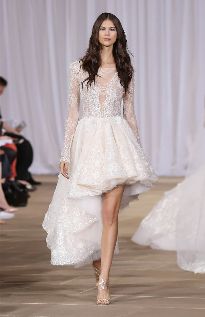 NEW YORK, NY - OCTOBER 09: A model walks the runway during the Ines Di Santo Fall/Winter 2016 Couture Bridal Collection runway show at The IAC Building on October 9, 2015 in New York City. (Photo by Jemal Countess/Getty Images for Ines Di Santo)