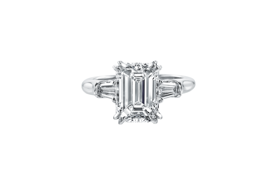 Harry Winston Classic Winston™, Emerald-Cut Engagement Ring with Tapered Baguette Side Stones