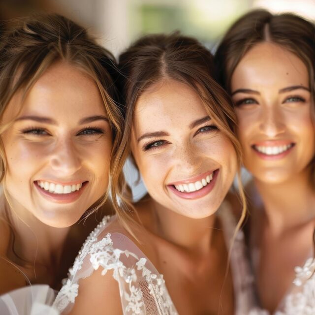 Bridal Party Getting Ready Focus on a group of bridesmaids marry valentine